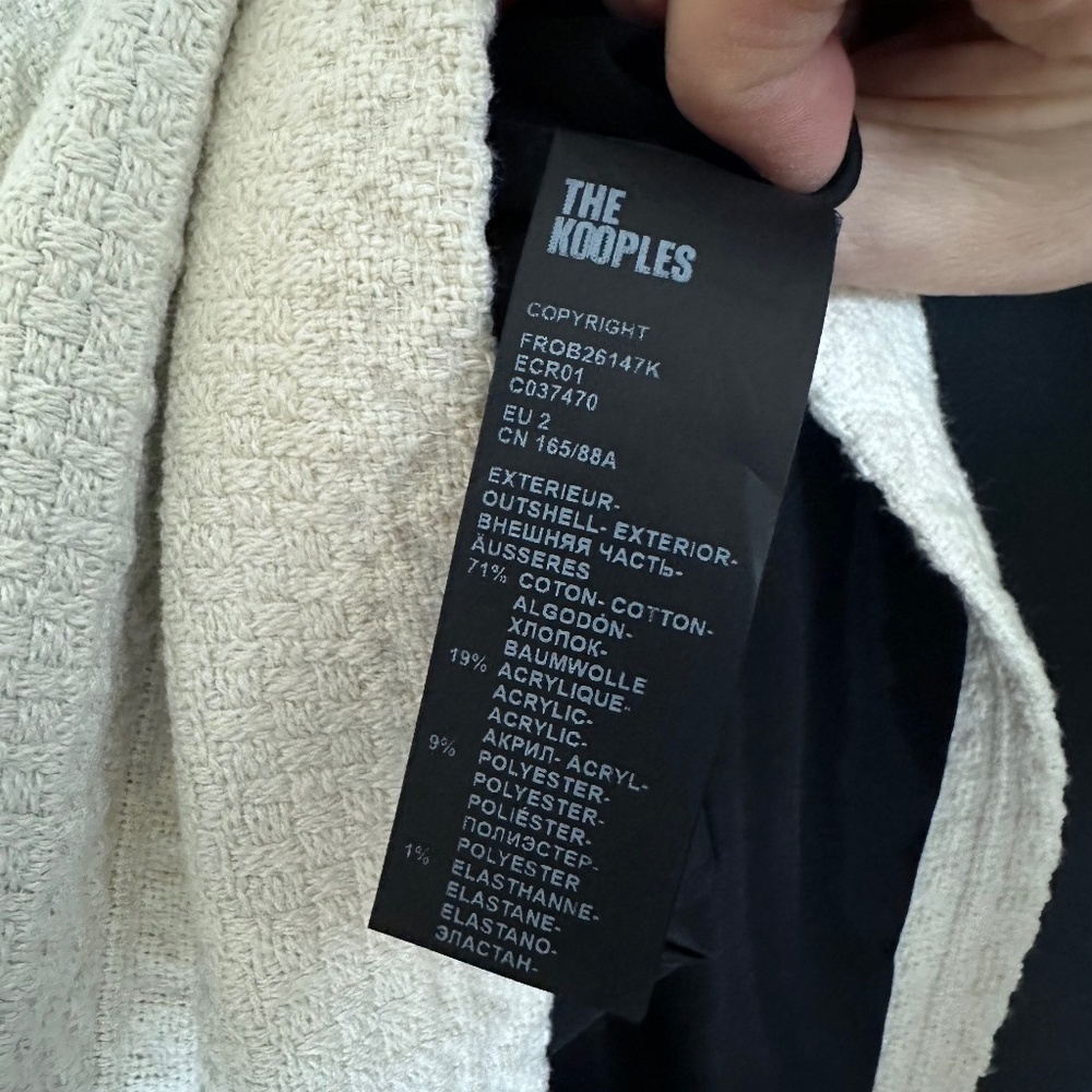 🤍⛓️ NWT The Kooples Ivory Chain Trim Textured Mini Dress | Cotton Blend $325! - Picture 9 of 10